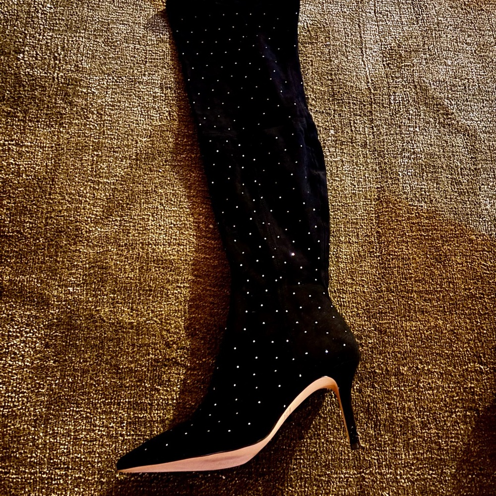 Badgley Mischka Black Studded Heeled Boots